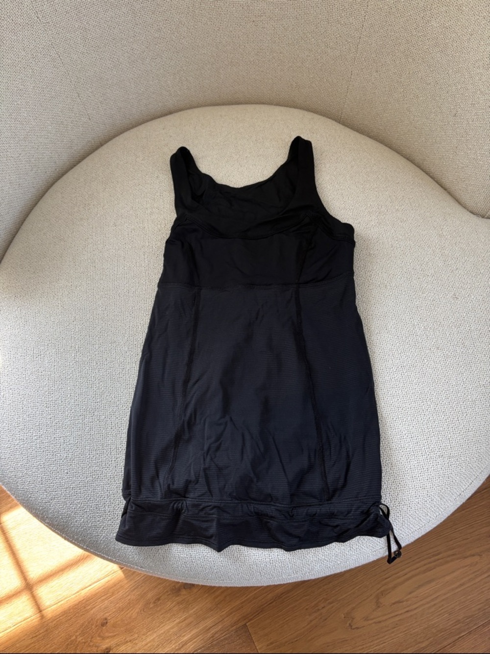 Lululemon Black Athletic Tank with drawstring.